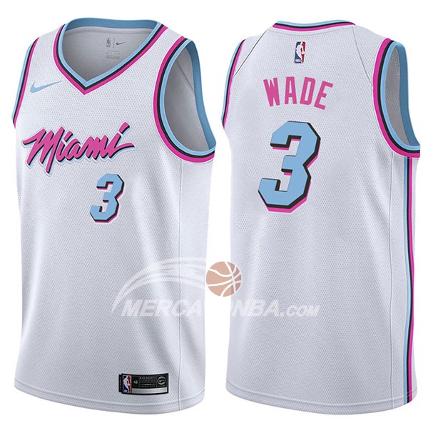 Maglia NBA Miami Heat Dwyane Wade Ciudad 2017-18 Bianco